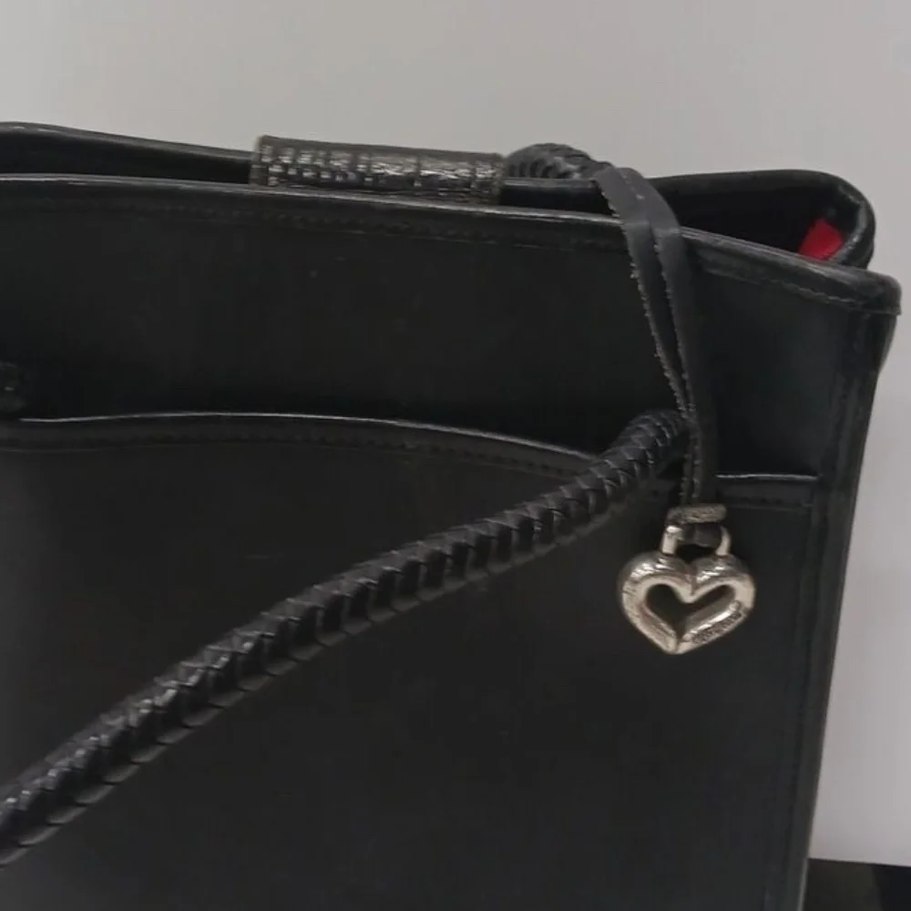 BRIGHTON Authentic Black Leather Zebra Print Calf Hair Shoulder Bag